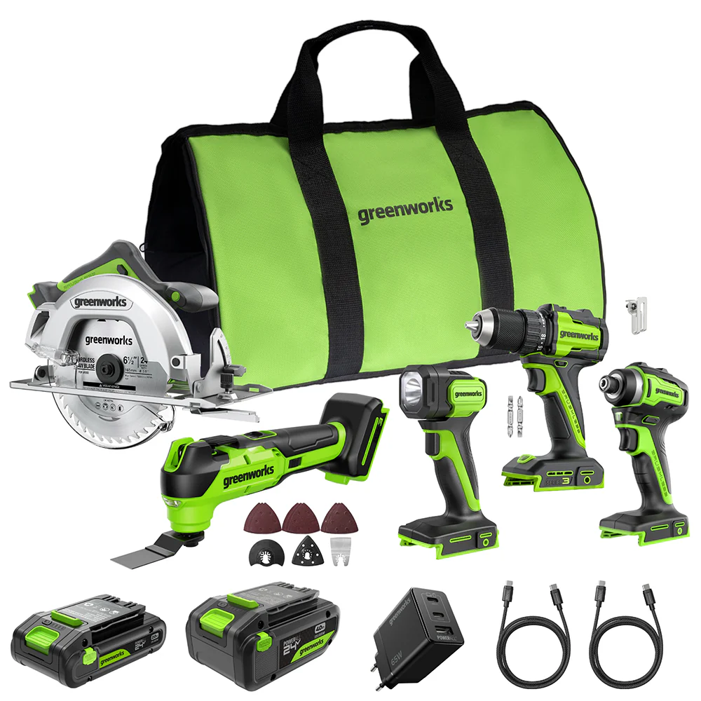 POWERALL 24V 5-Piece Power Tool Combo Set - 2 Batteries