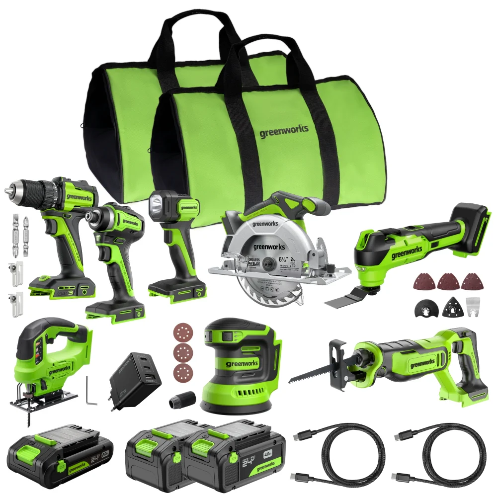 POWERALL 24V 8-Piece Power Tool Combo Set - 3 Batteries